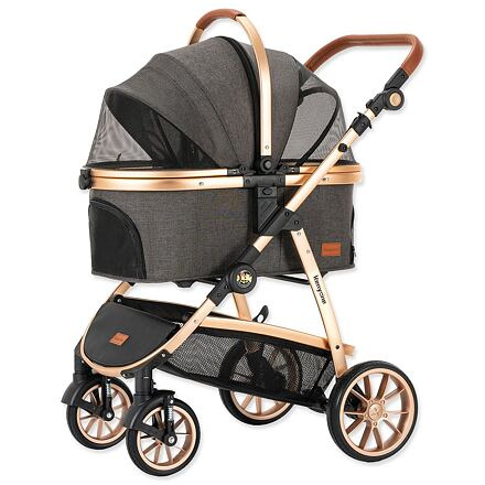 Kočárek Kenyone 60x69x106cm tmavě šedý, zlatá konstrukce