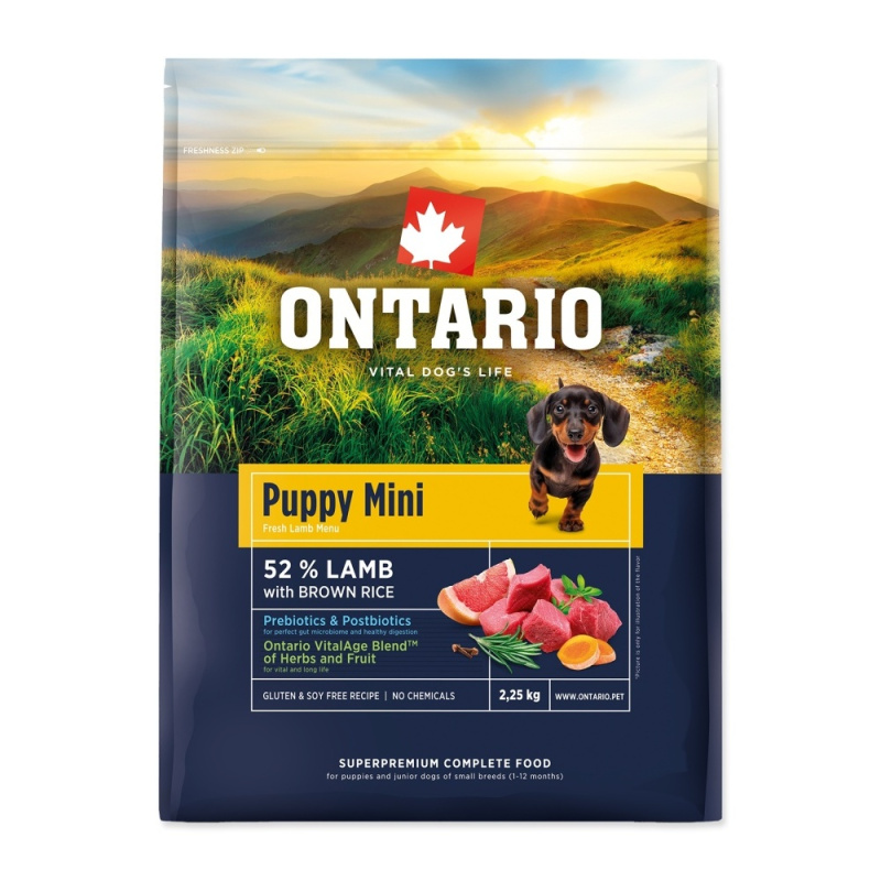 Krmivo Ontario Puppy Mini Lamb & Brown Rice 2,25kg