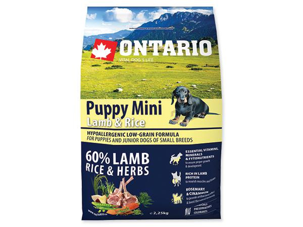 Krmivo Ontario Puppy Mini Lamb & Brown Rice 6,5kg