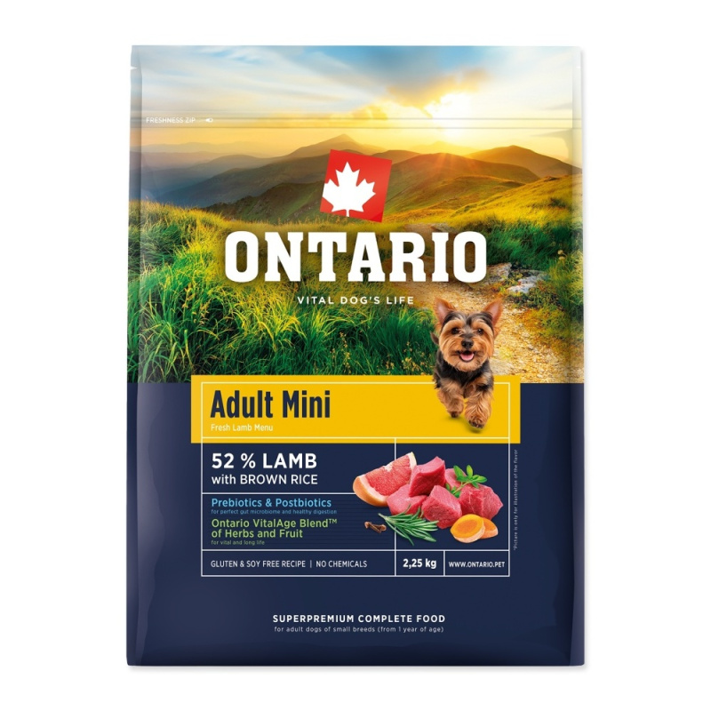 Krmivo Ontario Adult Mini Lamb & Brown Rice 2,25kg