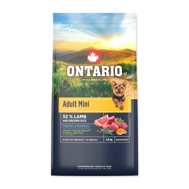Krmivo Ontario Adult Mini Lamb & Brown Rice 6,5kg