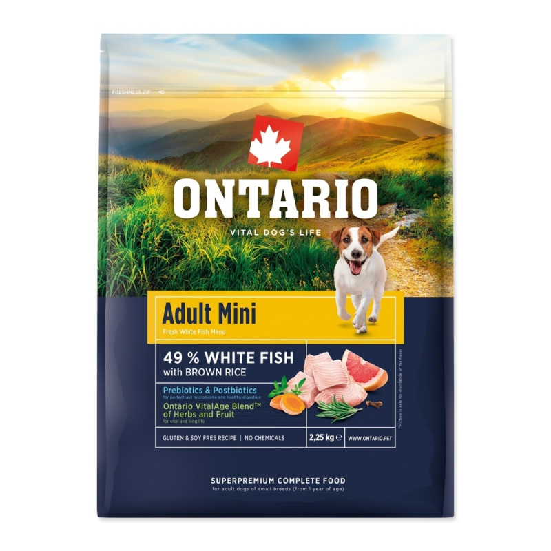 Krmivo Ontario Adult Mini Fish & Brown Rice 2,25kg