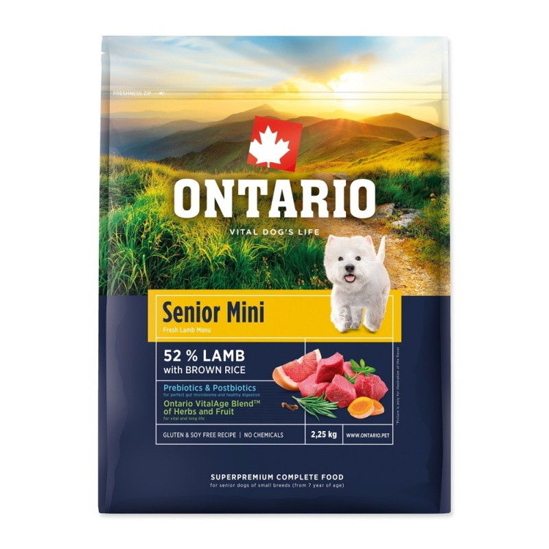 Krmivo Ontario Senior Mini Lamb & Brown Rice 2,25kg