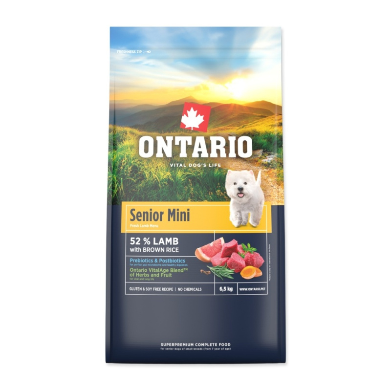 Krmivo Ontario Senior Mini Lamb & Brown Rice 6,5kg
