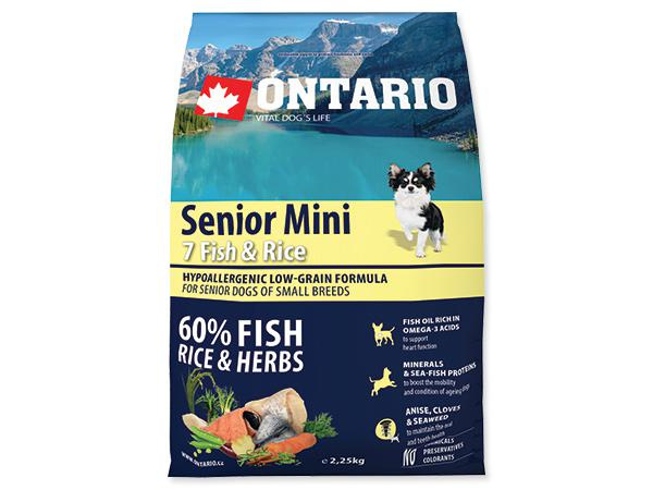 Krmivo Ontario Senior Mini Fish & Brown Rice 6,5kg