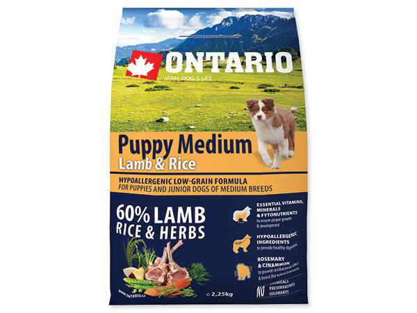 Krmivo Ontario Puppy Medium Lamb & Brown Rice 6,5kg