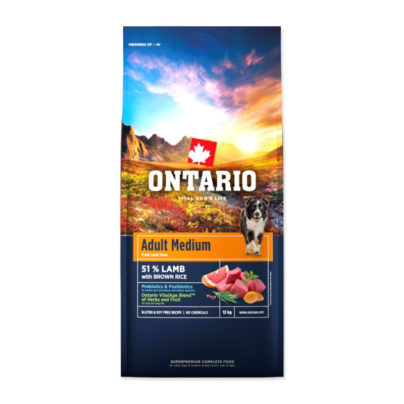 Krmivo Ontario Adult Medium Lamb & Brown Rice 12kg