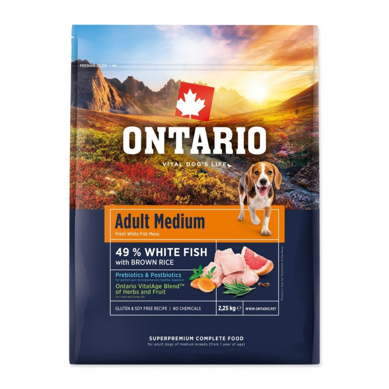 Krmivo Ontario Adult Medium Fish & Brown Rice 2,25kg