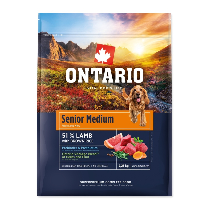 Krmivo Ontario Senior Medium Lamb & Brown Rice 2,25kg