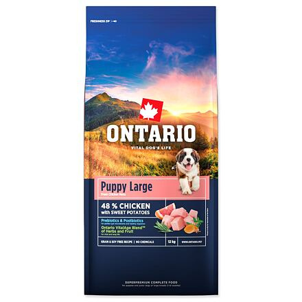 Krmivo Ontario Puppy & Junior Large Chicken & Sweet Potatoes 12kg