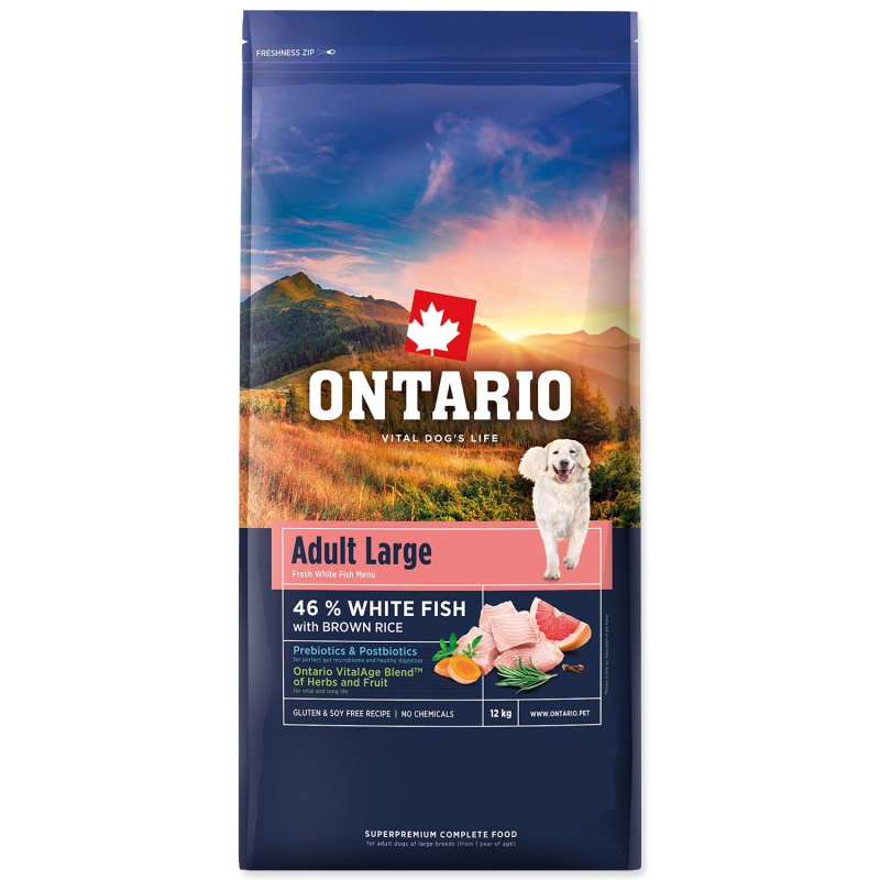 Krmivo Ontario Adult Large Fish & Brown Rice 12kg