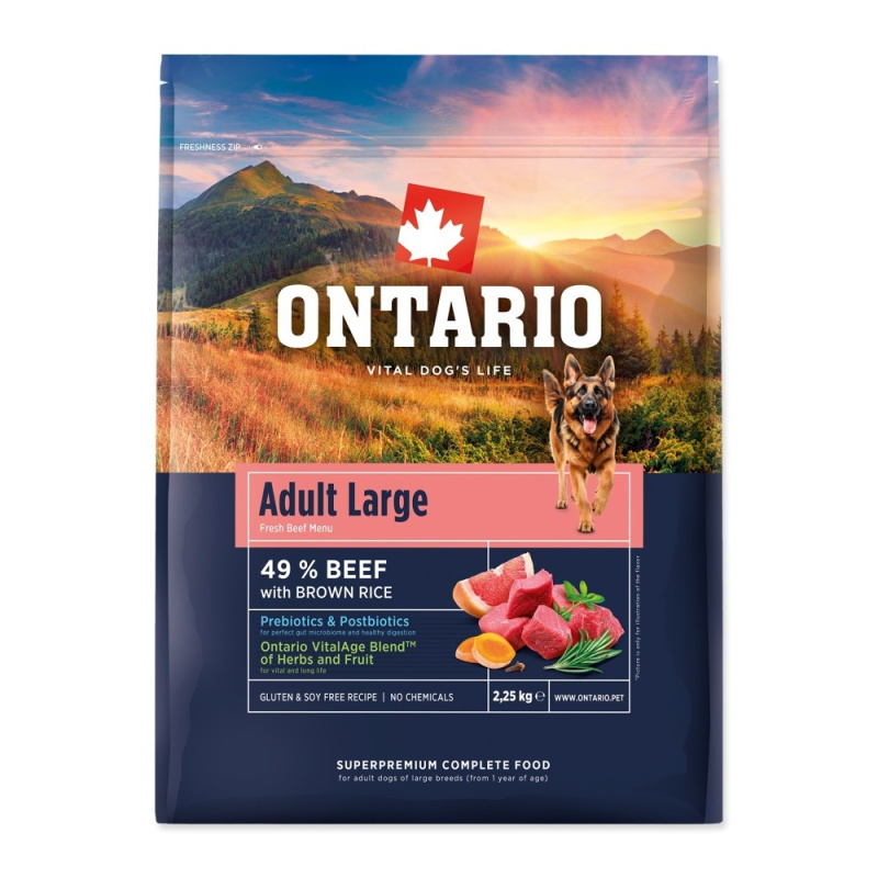 Krmivo Ontario Adult Large Beef & Brown Rice 2,25kg