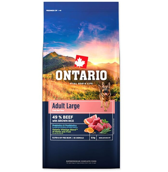 Krmivo Ontario Adult Large Beef & Brown Rice 12kg