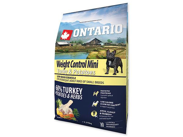 Krmivo Ontario Mini & Medium Weight Control Turkey & Brown Rice 6,5kg