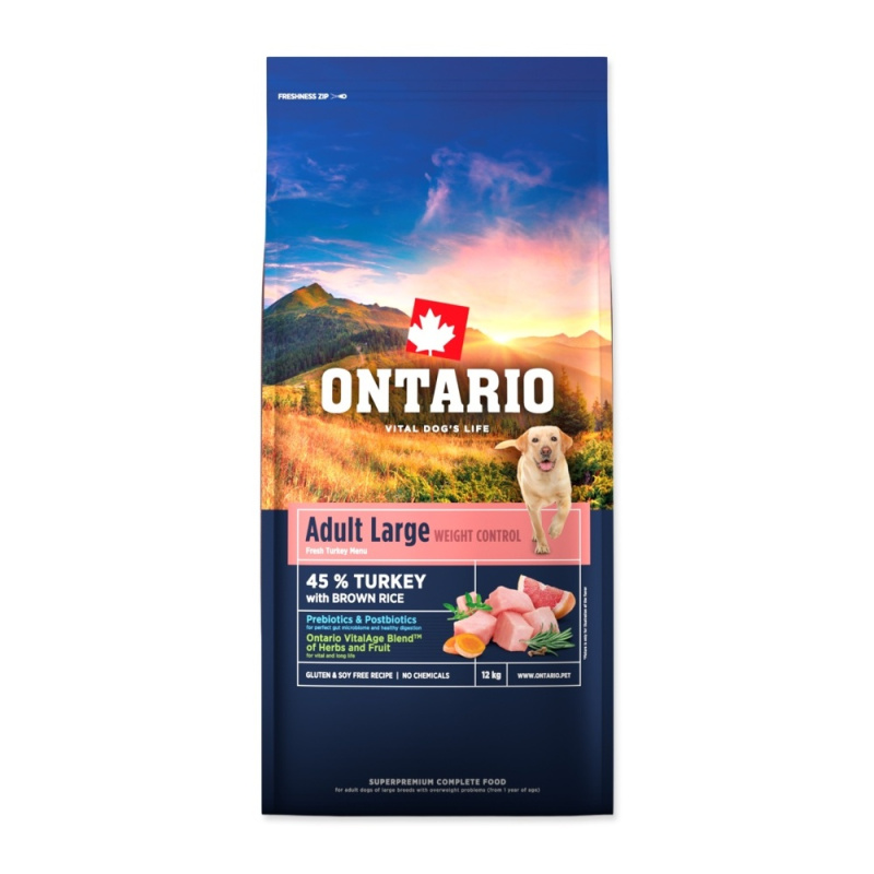 Krmivo Ontario Large Weight Control Turkey & Brown Rice 12kg
