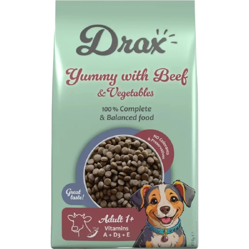 Krmivo Drax Adult s hovězím a se zeleninou 10kg