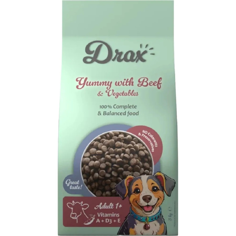 Krmivo Drax Adult s hovězím a se zeleninou 3kg