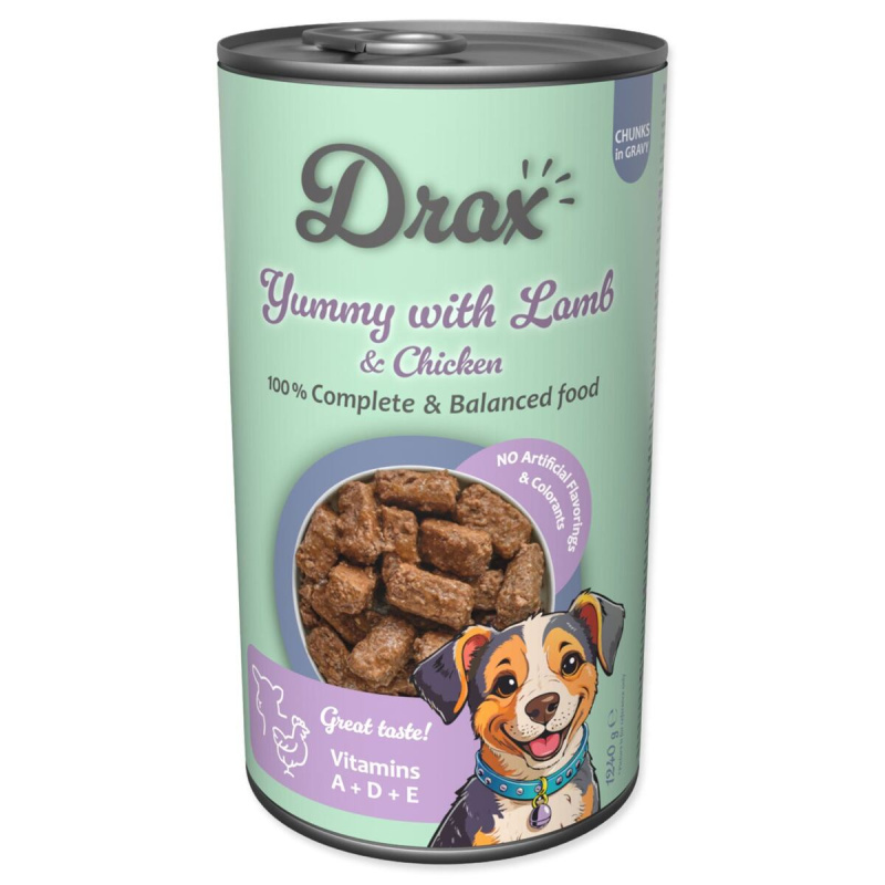 Konzerva Drax Adult s jehněčím a kuřecím 1240g