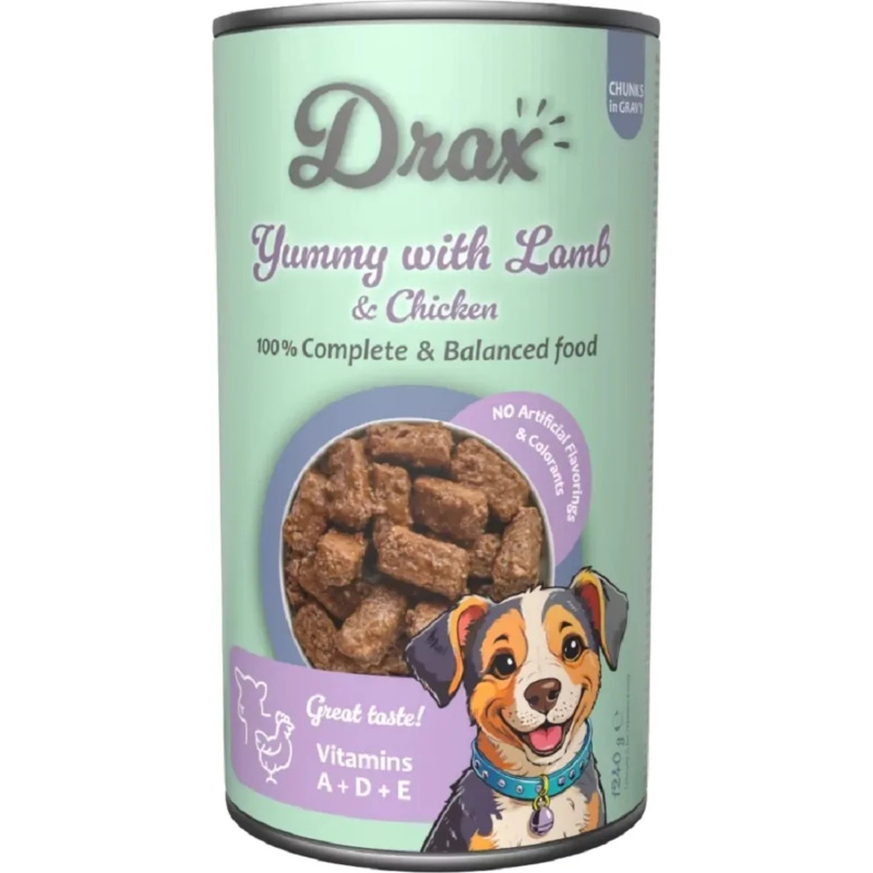 Konzerva Drax Adult s jehněčím a kuřecím 1240g