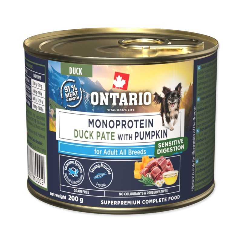 Konzerva Ontario Adult monoprotein kachní pate s dýní 200g