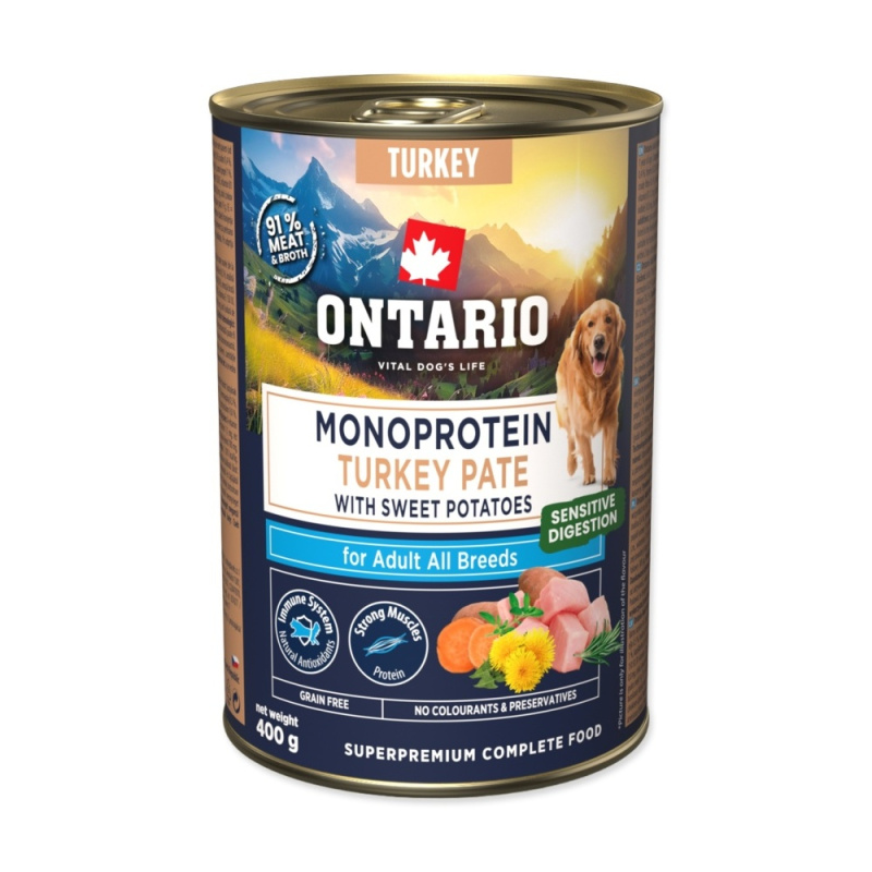Konzerva Ontario Adult monoprotein krůtí pate s batáty 400g