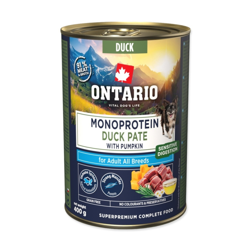 Konzerva Ontario Adult monoprotein kachní pate s dýní 400g