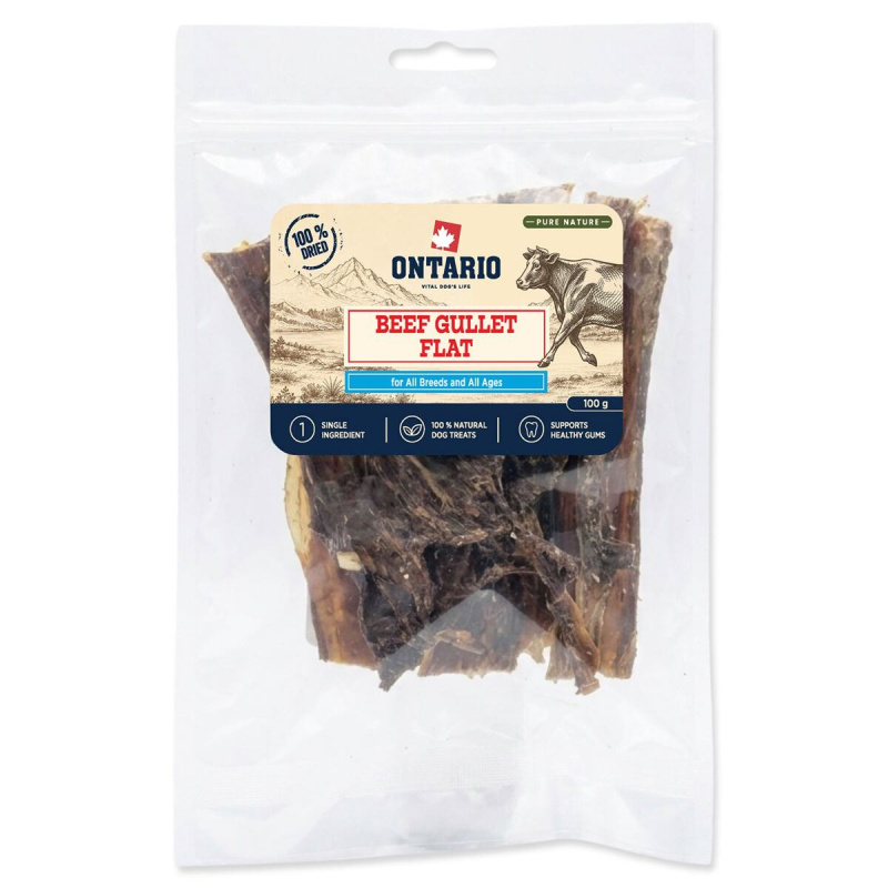 Pochoutka Ontario Pure Nature hovězí jícen plochý sušený 100g