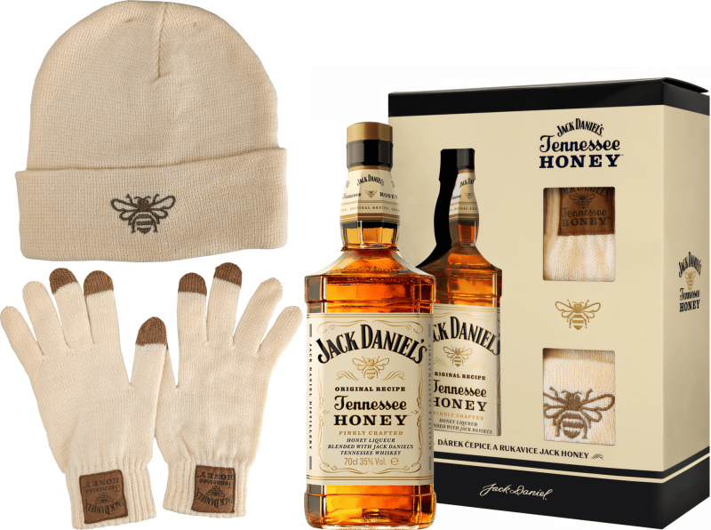 Jack Daniel's Honey + winter set 35% 0,7l (dárkové balení kazeta)