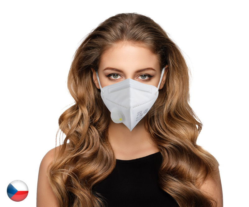 Workshop 20x Filtrační bílá skládaná polomaska FFP2 NR s ventilkem