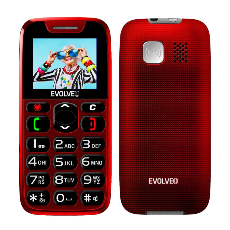 EVOLVEO EasyPhone mobilní telefon pro seniory s nabíjecím stojánkem červený Bílá