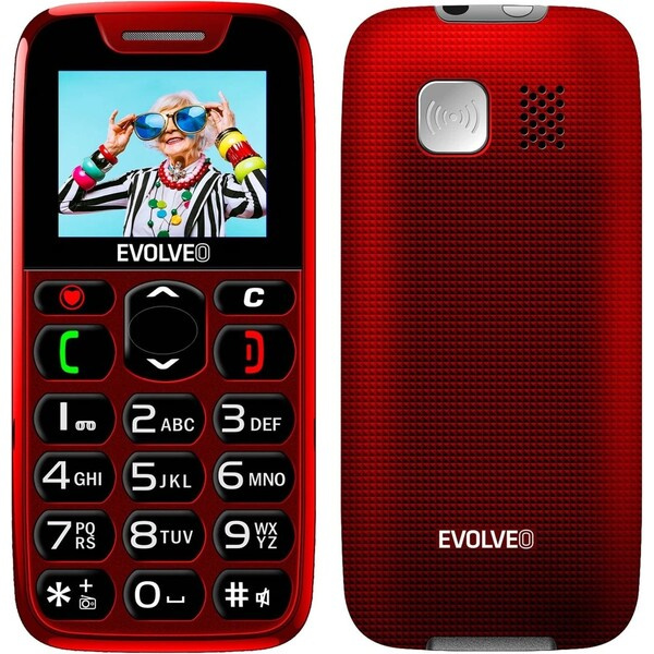 EVOLVEO EasyPhone mobilní telefon pro seniory s nabíjecím stojánkem červený Bílá