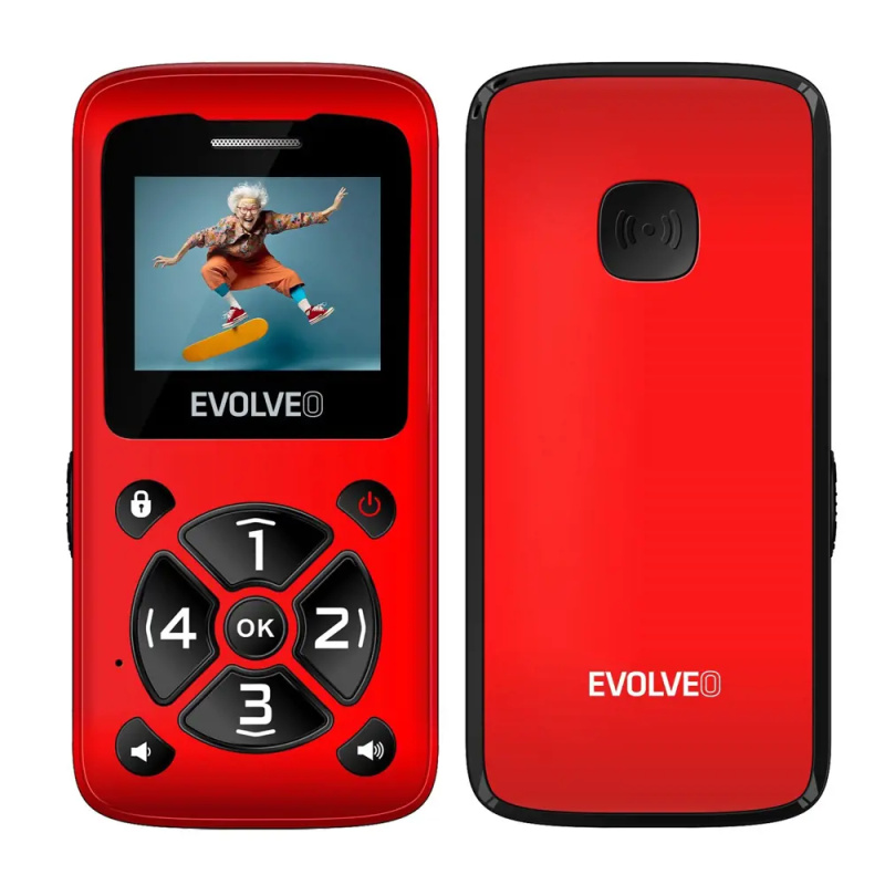 EVOLVEO EasyPhone ID mobilní telefon pro seniory červený Červená