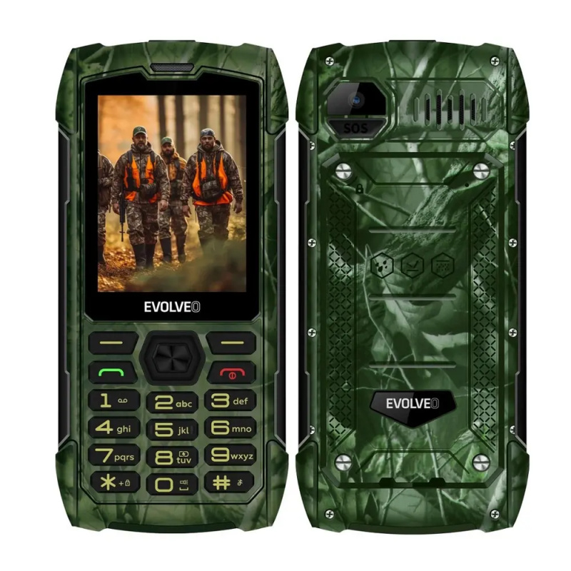EVOLVEO StrongPhone H1 vodotěsný odolný Dual SIM telefon lovecká kamufláž Zelená