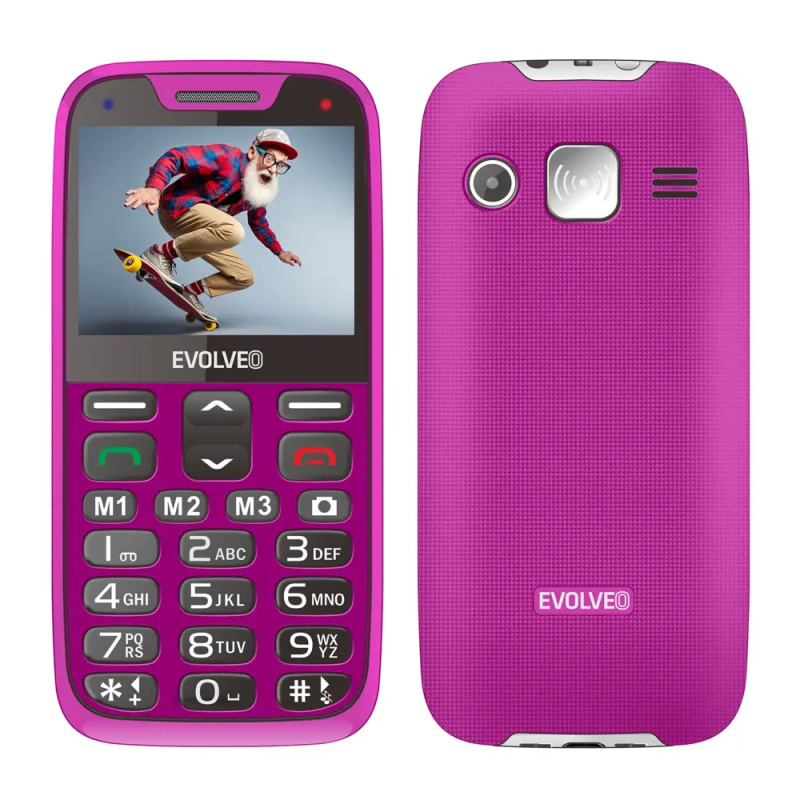 EVOLVEO EasyPhone XR mobilní telefon pro seniory s nabíjecím stojánkem růžový Růžová