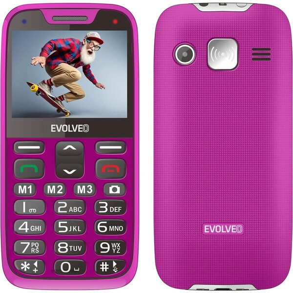 EVOLVEO EasyPhone XR mobilní telefon pro seniory s nabíjecím stojánkem růžový Růžová
