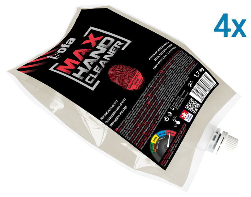 ISOFA MAX Profi mycí pasta na ruce 4 x 1,7kg, GROUP - náhradní náplň (červená)