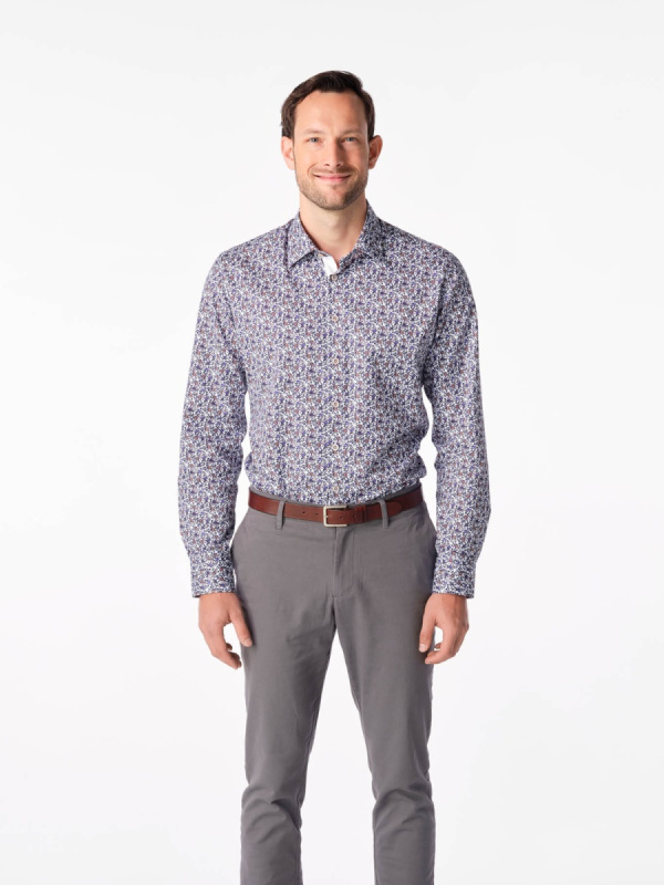 Pánská elegantní košile cityzen bend slim fit bílá/fialová 42
