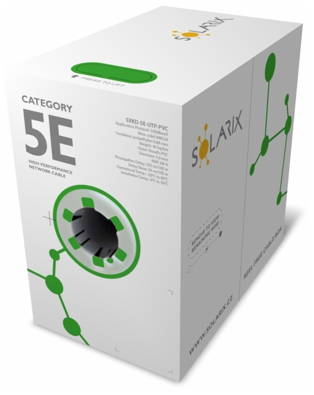 Kabel instalační Solarix CAT5E UTP nestíněný PVC 305 m/bal.
