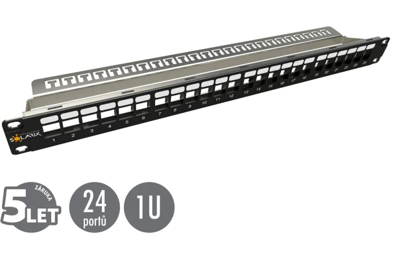 Patch panel 19" Solarix SX24M-0-STP-BK-UNI-N