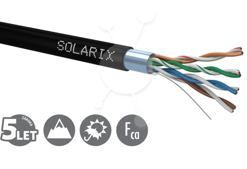 Kabel instalační Solarix CAT5e FTP stíněný PE 100 m