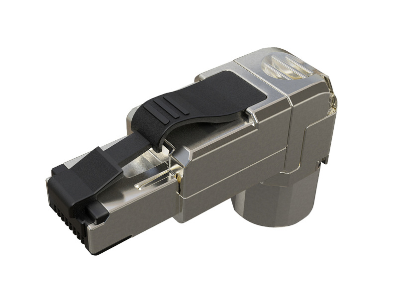 Konektor datový SOLARIX SXRJ45-6A-STP-BK-SA-U, CAT6A, STP, RJ45, 90°, samořezný