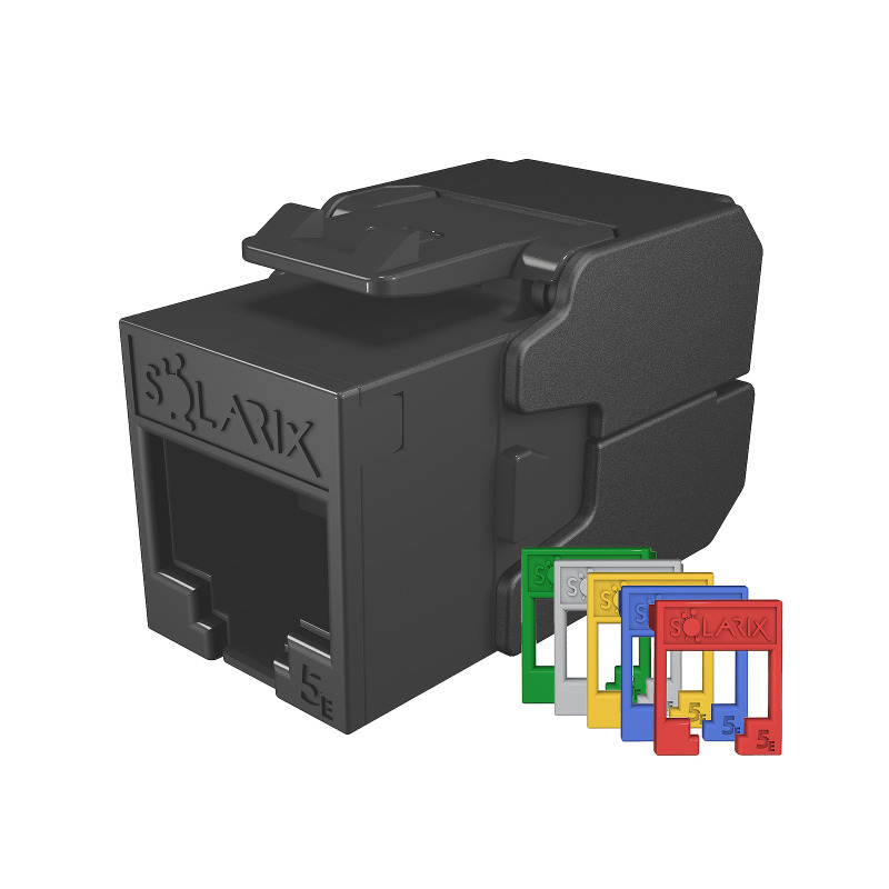Keystone datový SOLARIX SXKJ-5E-UTP-RAL-SA, CAT5E, UTP, RJ45, černá, samořezný