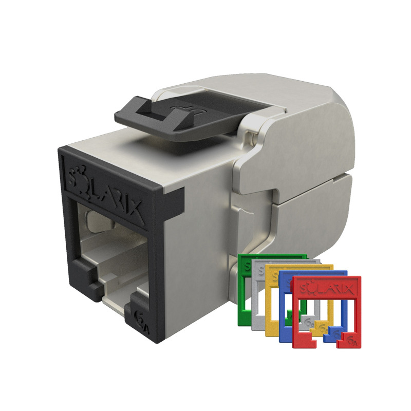 Keystone datový SOLARIX SXKJ-10G-STP-RAL-SA, CAT6A, STP, RJ45, šedá, samořezný