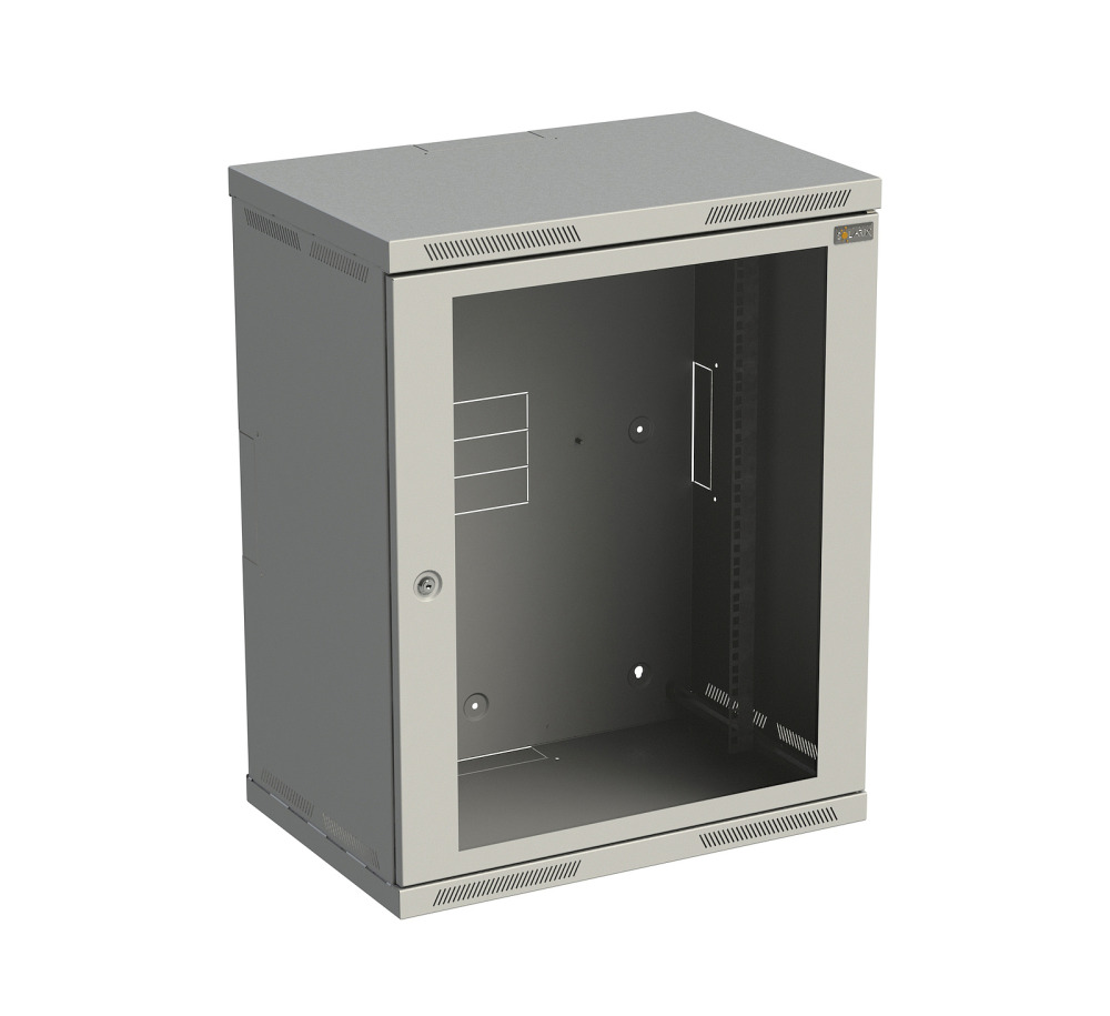 Rozvaděč nástěnný SOLARIX SENSA-15U-64-11-G, 19", 15U, RAL 7035, 600x400 mm, skleněné dveře