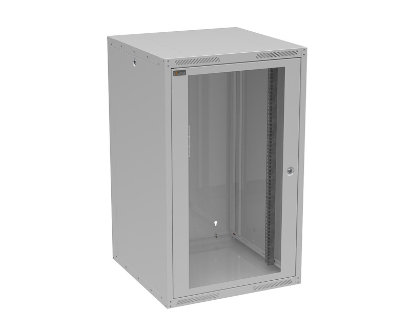 Rozvaděč nástěnný SOLARIX GrandND-20U-66-11-G, 19", 20U, RAL 7035, 600x600 mm, skleněnédveře