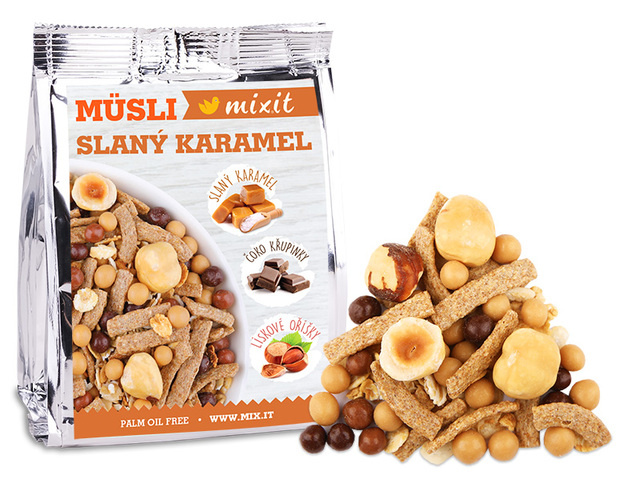 Pečený Mixit do kapsy- Slaný karamel + Lískové ořechy, 60g