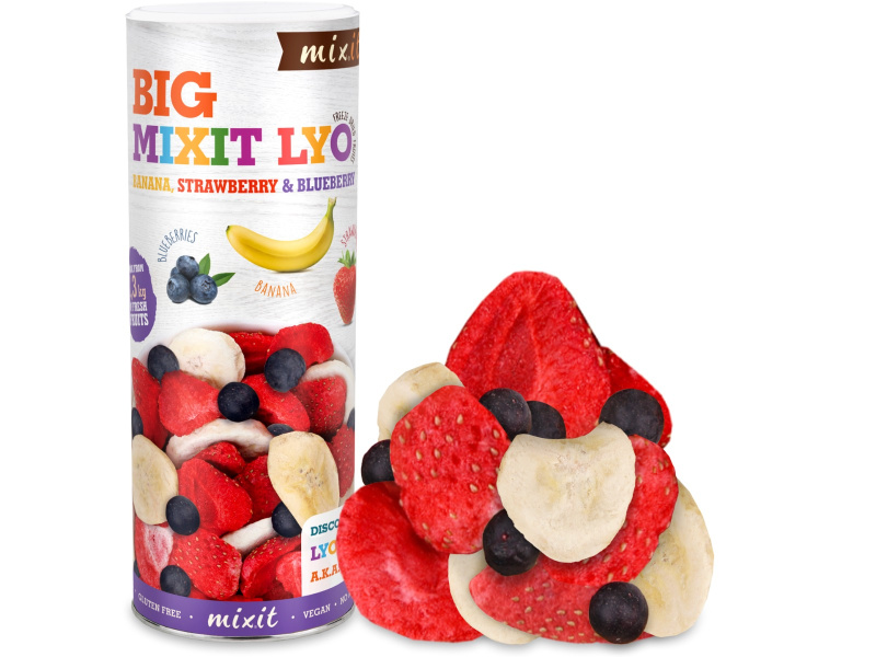 MIXIT Velké křupavé ovoce banán, jahoda, borůvka 160 g