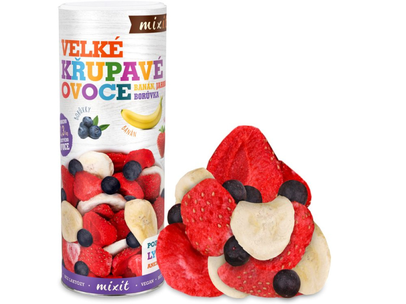 MIXIT Velké křupavé ovoce banán, jahoda, borůvka 160 g