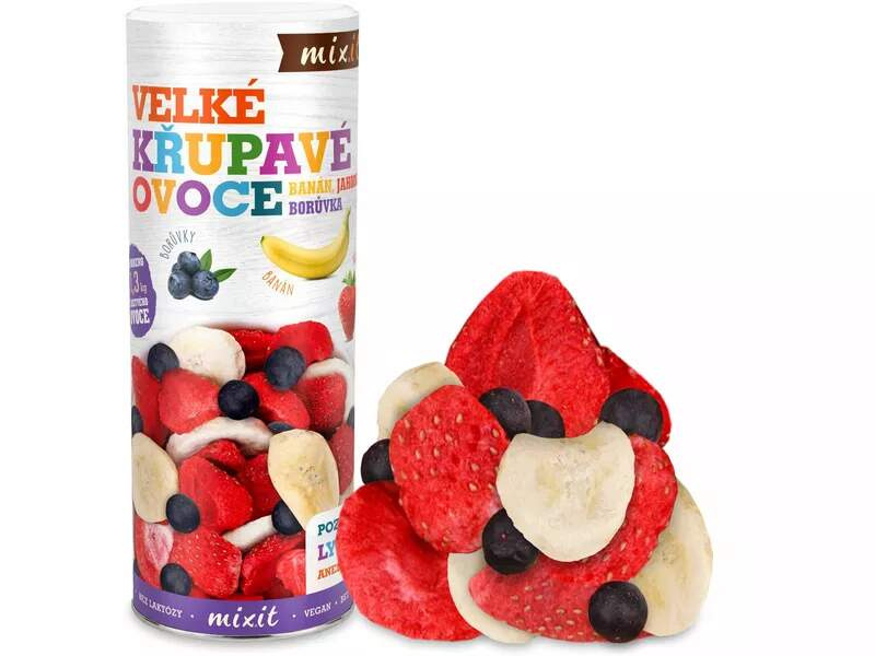 MIXIT Velké křupavé ovoce banán, jahoda, borůvka 160 g