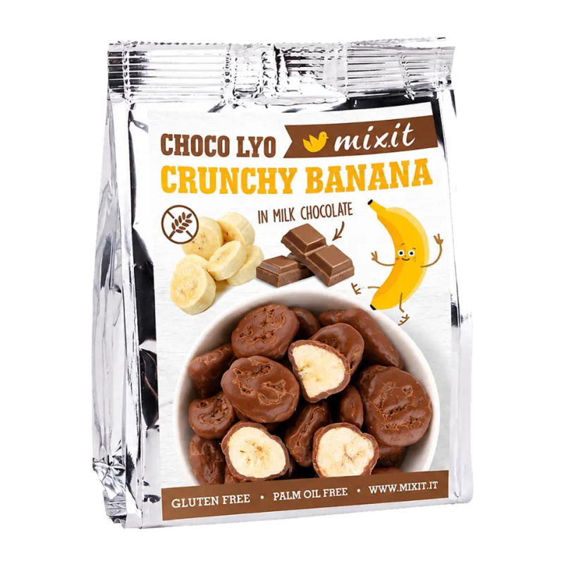Mixit Crunchy Banana - křupavé banánky v čokoládě do kapsy - 70 g
